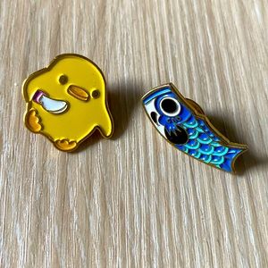 Duck and fish pin set of 2